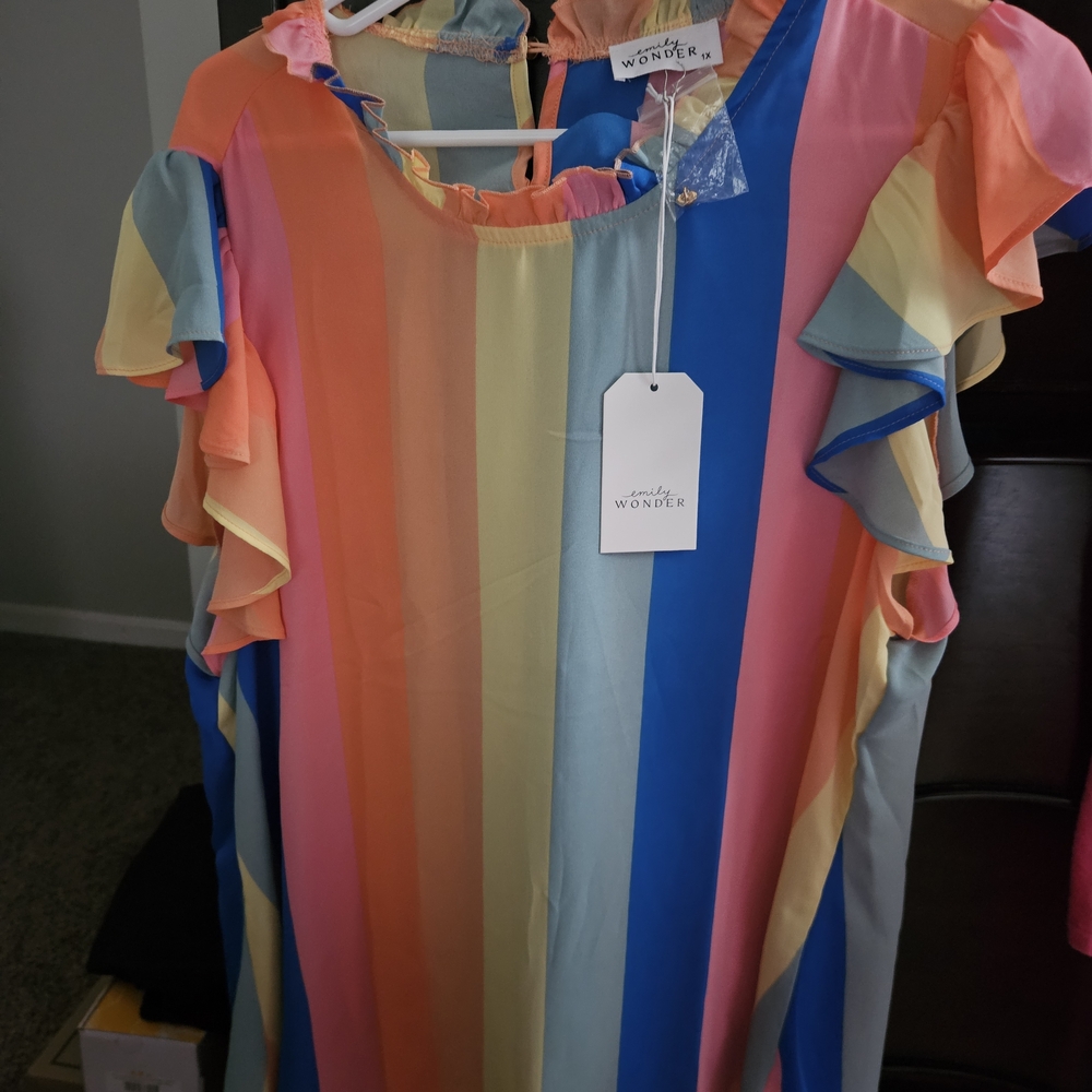 Colorful Striped Short Sleeve Top by Wonder